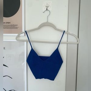 Blue ribbed knit crop top